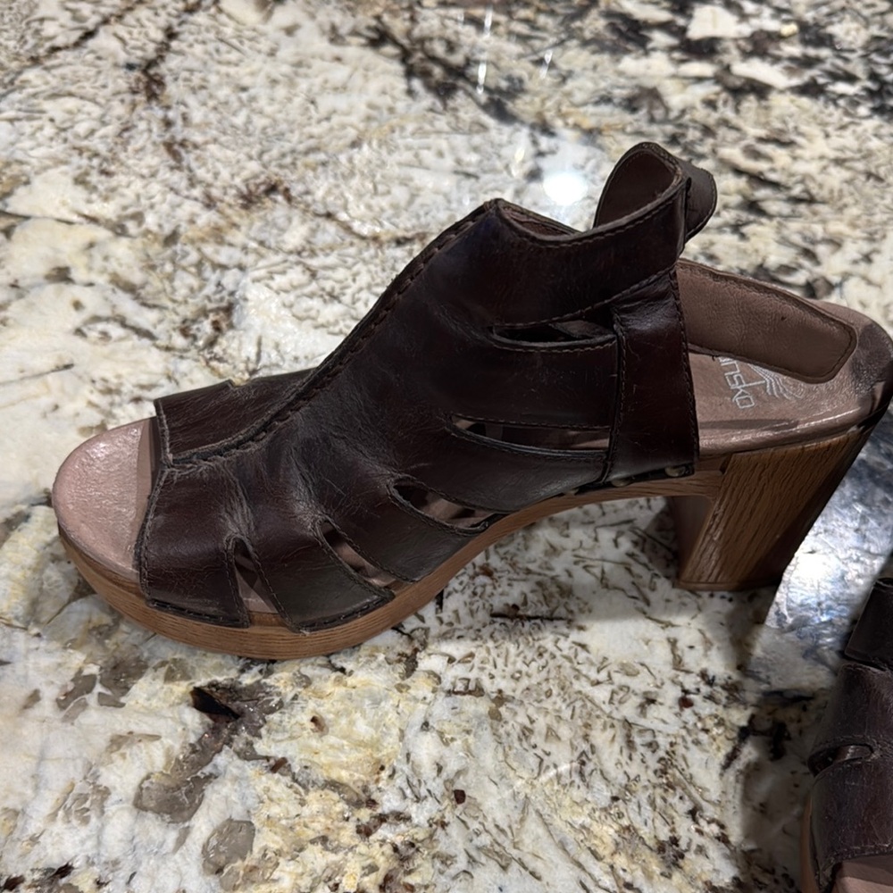 Dansko Brown Leather Heeled Sandals